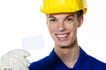 Lehrling / Azubi als Handwerker und Plakat