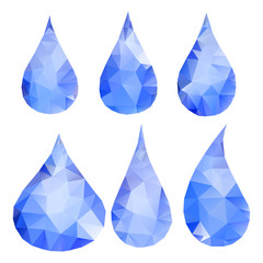 Obraz premium Abstract blue drops consisting of triangles