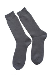 Winter black sock for men isolated on white background
