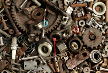 Pile of metal scrap background