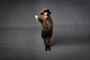 pirate thumbing down