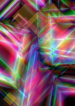 Bright background of intersecting multicolored squares
