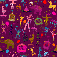 Materiał do szycia seamless colorful circus characters