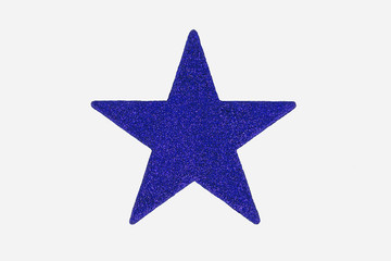 Fototapeta na wymiar Blue Christmas Star Decoration, isolated on white background.