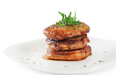 Steak with rosemary on a plate
