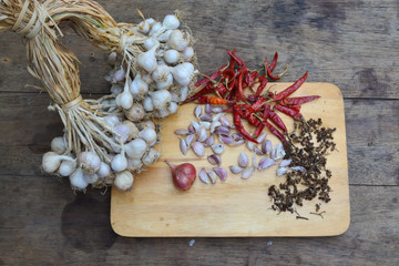 Organic garlic and red hot chili pepper