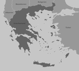 Griechenland - Karte in Grau