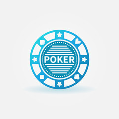 Poker chip blue vector icon