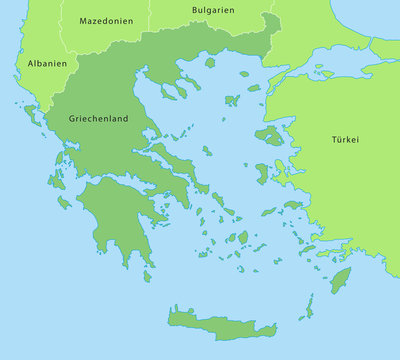 Griechenland - Karte in Gr&uuml;n