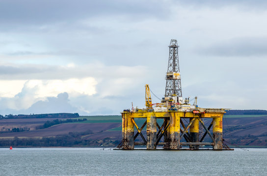 Oil Rig Anchored off the Coast of Scotland