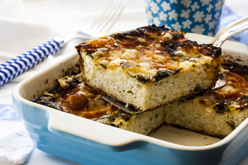Potato pie with vegetables and cheese