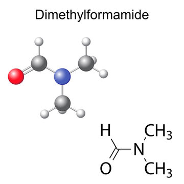 Chemical formula and model of dimethylformamide