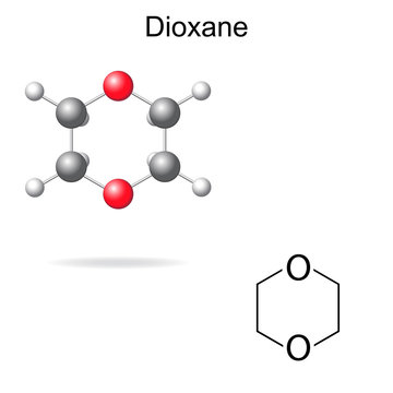 Chemical formula and model of dioxane