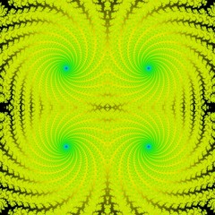 Isolated blue yellow and green popular fractal graphics