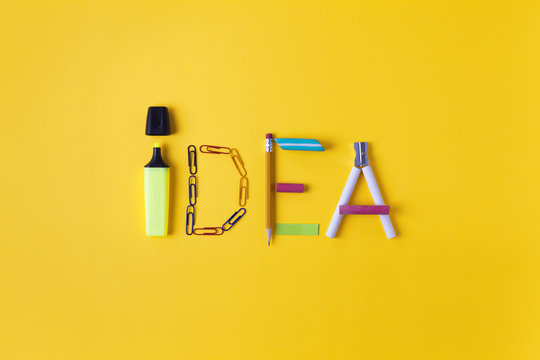 idea written with office supplies