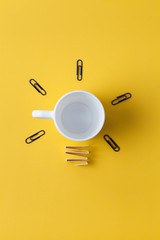 Inspiration concept coffee cup light bulb metaphor for good idea
