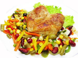 cooked meat with vegetables