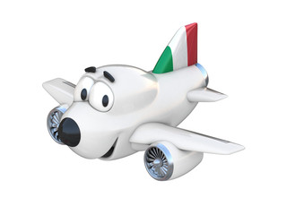 Cartoon airplane with a smiling face - Italian flag