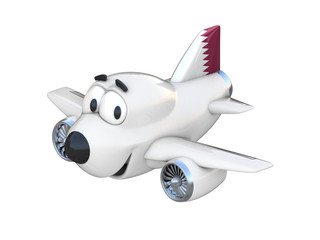 Cartoon airplane with a smiling face - Qatar flag