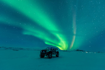 Aurora borealis, northern lights - obrazy, fototapety, plakaty