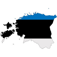 Estonia map image painted in the national flag