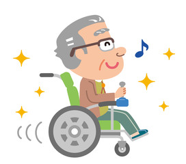 電動車椅子　高齢者　おじいさん