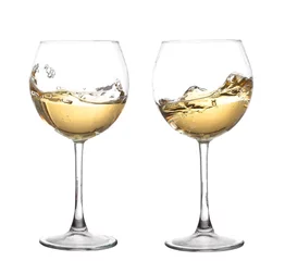 Papier Peint photo autocollant Vin Vin BLANC tourbillonnant dans un verre à vin gobelet