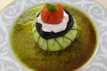 salad with lettuce and fresh vegetable close up