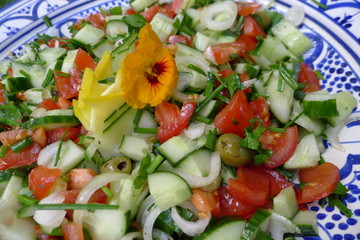 salad with lettuce and fresh vegetable close up