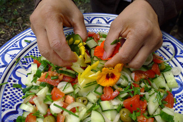 salad with lettuce and fresh vegetable close up