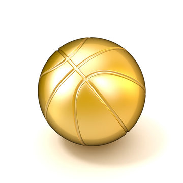 Golden basketball ball isolated on white background