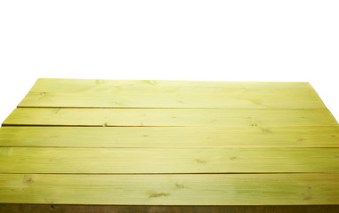 Green paint coated wooden boards