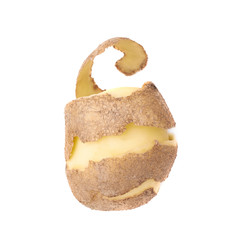 Half peeled potato isolated