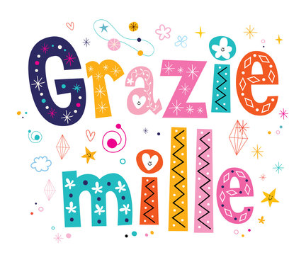 Grazie mille thank you very much in Italian lettering design