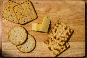 Bird's Eye View of Wooden Cheeseboard