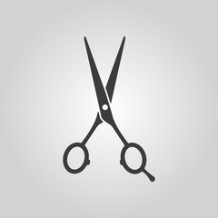 The hairdressing scissors icon. Barbershop symbol. Flat