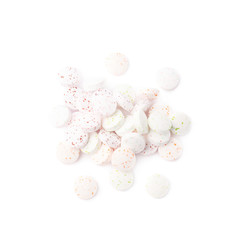 Pile of white breath mint candies isolated