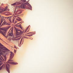 star anise on paper with filter effect retro vintage style