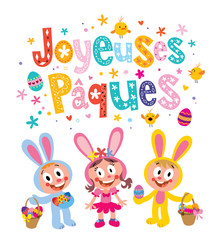 Joyeuses Paques Happy Easter in French greeting card