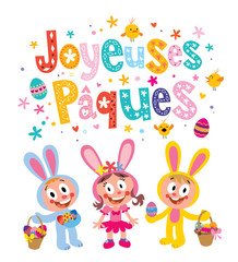 Joyeuses Paques Happy Easter in French greeting card