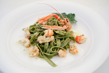 Tagliatelle with shrimps