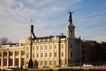 Fototapeta premium Building on the right bank of the Neris