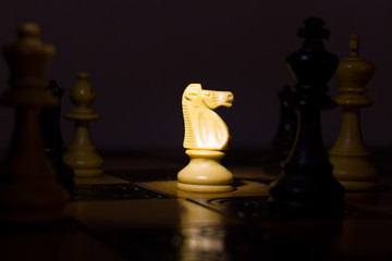 Scacchi fotografati su una scacchiera