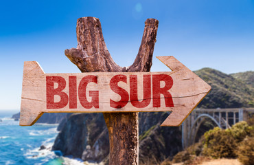 Big Sur wooden sign with Big Sur on background