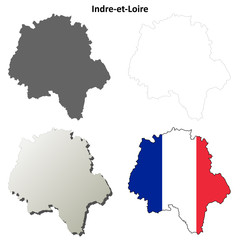 Indre-et-Loire (Centre) outline map set