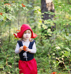Little Red Riding Hood in the woods