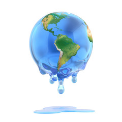 global warming 3d concept - melting earth