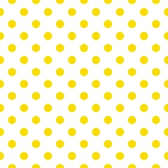 Gordijnen Tegel vector patroon met gele stippen op witte achtergrond © ingalinder