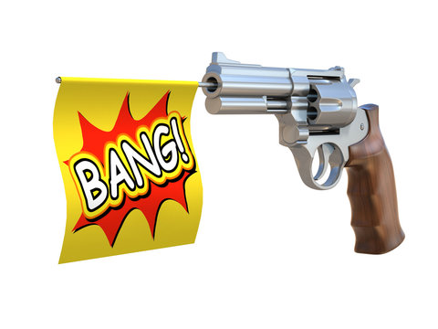 Toy Gun With Bang Flag 