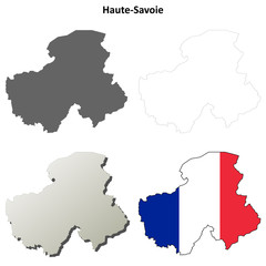 Haute-Savoie (Rhone-Alpes) outline map set